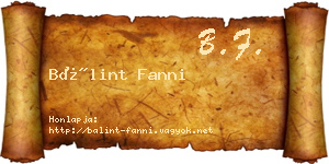 Bálint Fanni névjegykártya